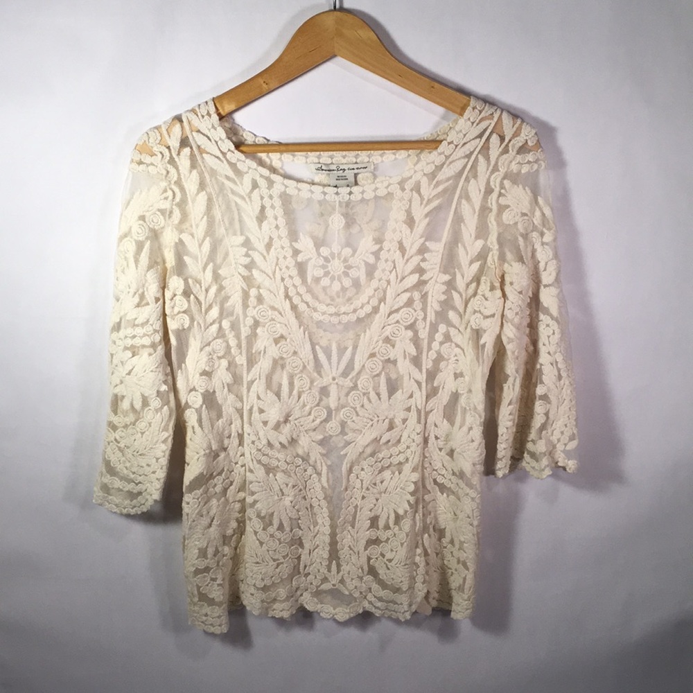American Rag Cream Lace Shirt